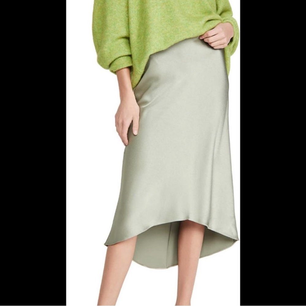 Alice + Olivia Maeve Satin High-Low Slip Skirt
